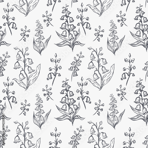 Hand drawn botanical greenery flower seamless pattern quirky imperfect rough scribble sketch for fabric, wallpaper, wrapping paper