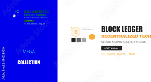 Futuristic Bio Genetic Science and Blockchain Technology Integration Concept. Advanced Digital Decentralized Data Research and Innovation.