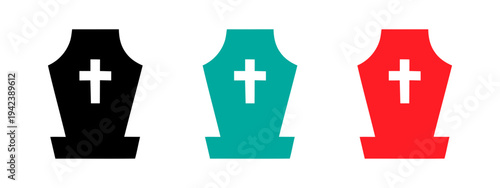 Colorful coffin icons with crosses