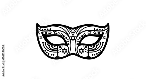 A black and white drawing of a masquerade mask