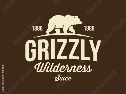 A classic design showcasing a silhouette of a grizzly bear, representing wilderness and adventure. Perfect for nature lovers and outdoor enthusiasts seeking rustic aesthetics.