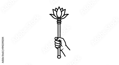 A hand holding a lotus flower on a stick