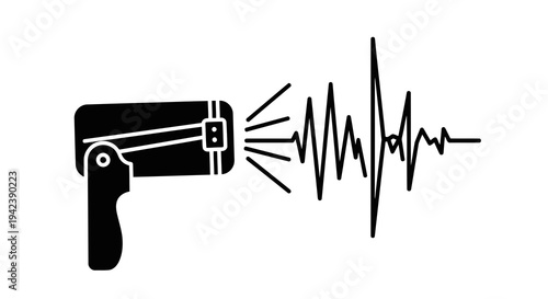 A hair dryer blowing air with a sound wave