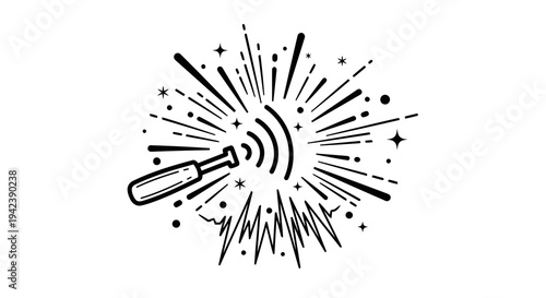 A black and white image of a sparkler