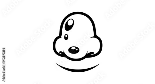 A black and white drawing of a dog's head