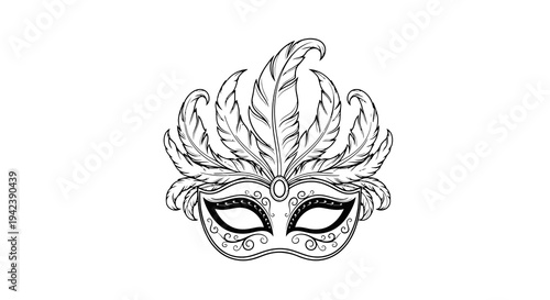 A masquerade mask with feathers and eye holes