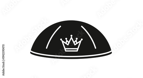 A black and white illustration of a crown on a cloche