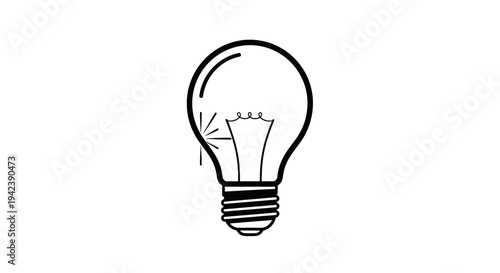 Simple black outline of a lightbulb on transparent background silhouette