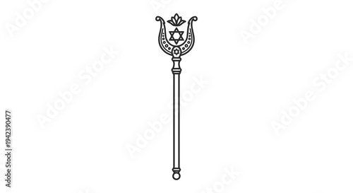 An ornate staff with a crown on top and a long handle