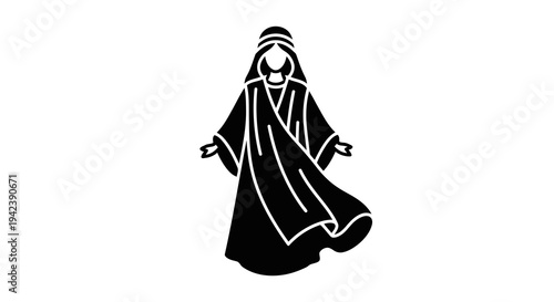 A black and white image of a ghost in a robe