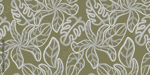 Modern seamless nature pattern with dots branches. Exotic tribal background in organic colors.