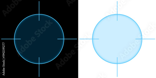 Cuadro en lienzo Circle HUD Target Interface with Crosshair Scanner Futuristic Blue Glowing  Tech