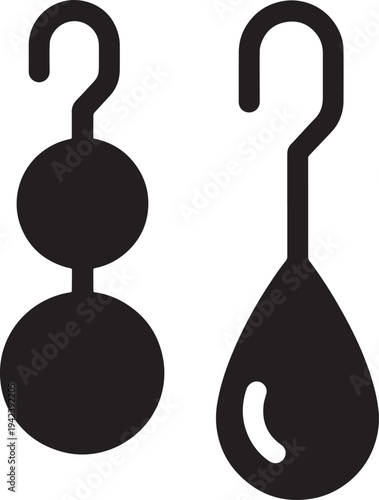 Graphic illustration of fishing sinkers in two different shapes