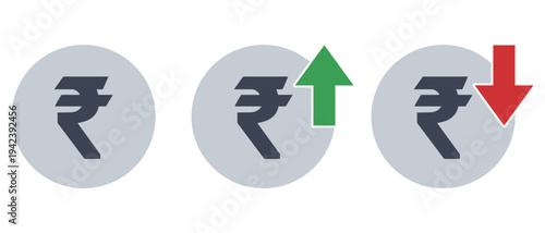 インド・ルピーの通貨記号アイコンセット（上昇・下落・通常）