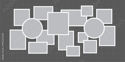 Pictures or photos frame collage, page grid layout abstract photo frames and digital photo wall template