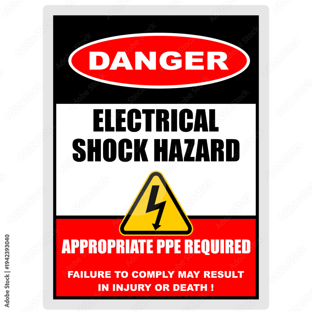 Fototapeta premium Danger, electric shock hazard, sign vector