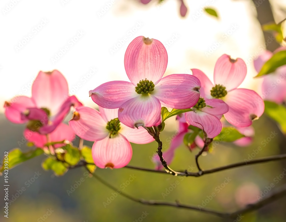Obraz premium A close-up of pink flowers on a tree branch