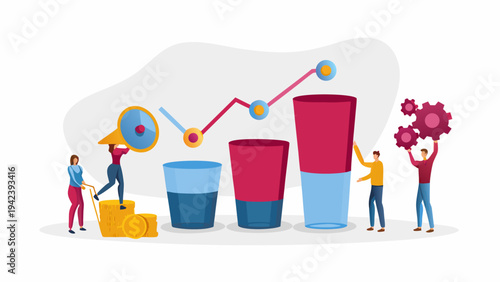 Business team working together to boost growth and profits