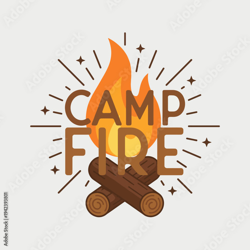 This vibrant image depicts a campfire with flames rising above logs, evoking feelings of warmth, community, and adventure, perfect for outdoor or camping-themed marketing.