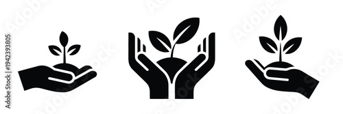 National Arbor Day Sapling Care Vector Icon Set