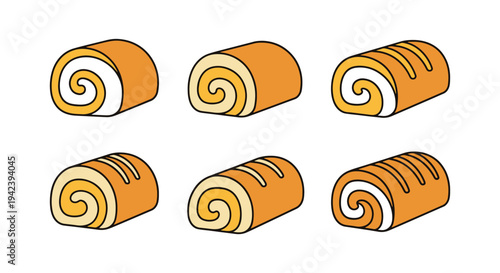 Butter Roll Line art vector dynamic fluid abstract color illustration
