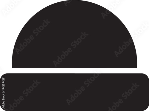 Simple dark grey semicircle and rectangle shape graphic element