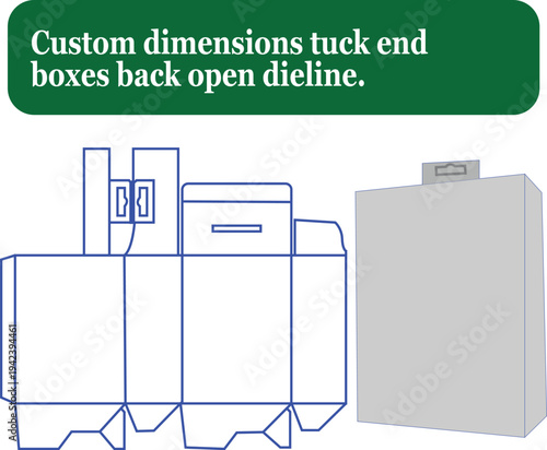 Custom Dimensions Tuck End Box Dyeline with Back Open Hanger for Retail Product Packaging Layout