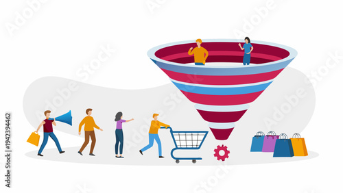People entering sales funnel to make purchases
