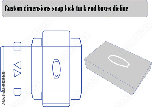 Custom Dimensions Snap Lock Tuck End Box Dyeline Vector Template for Secure Product Packaging