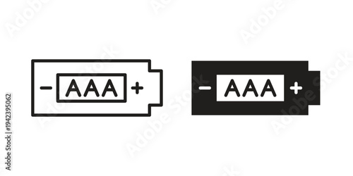 AAA battery icon silhouette. Editable stroke. Line vector illustration design