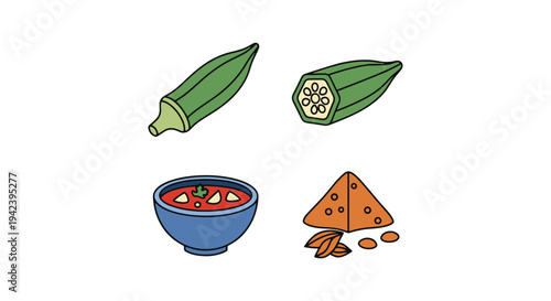 Bhindi Masala Line art vector clean abstract color