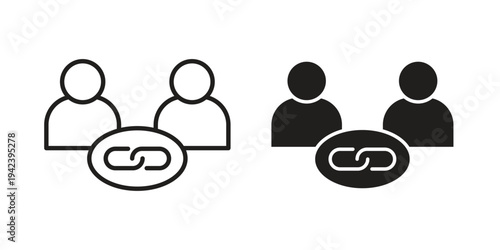 Affiliate link icon silhouette. Editable stroke. Line vector illustration design