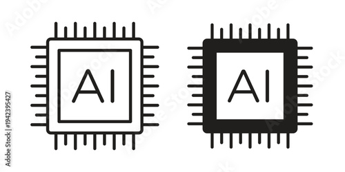AI icon silhouette. Editable stroke. Line vector illustration design
