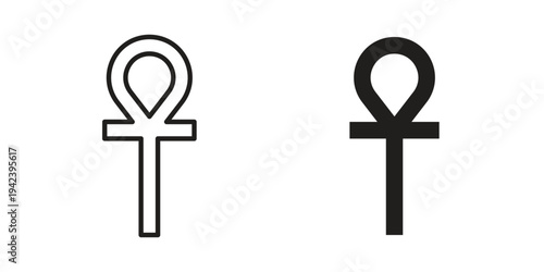 Ankh icon silhouette. Editable stroke. Line vector illustration design