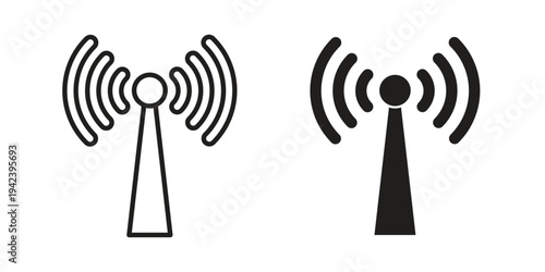Antenna icon silhouette. Editable stroke. Line vector illustration design