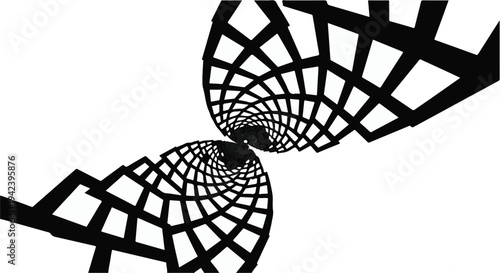 Black and white geometric pattern creating a mesmerizing optical illusion