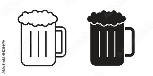Beer icon silhouette. Editable stroke. Line vector illustration design