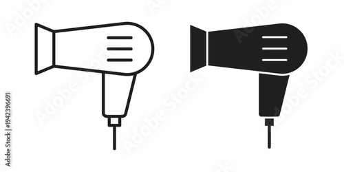 Blow dryer icon silhouette. Editable stroke. Line vector illustration design