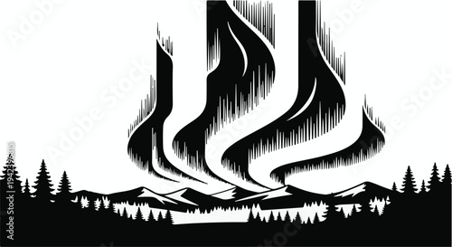 Majestic aurora borealis illuminates a serene mountain landscape at night.