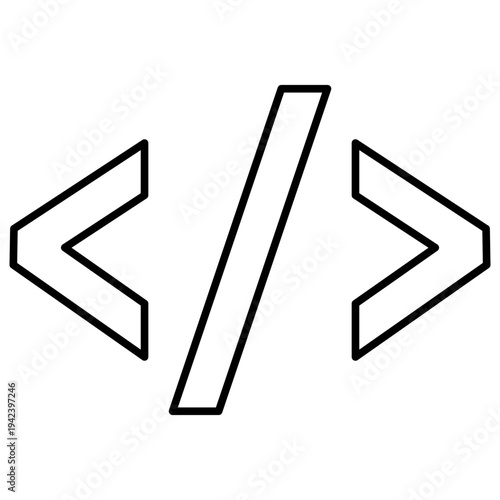 Coding brackets and slash outline icon programming symbol