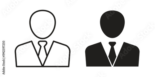 Businessman icon silhouette. Editable stroke. Line vector illustration design