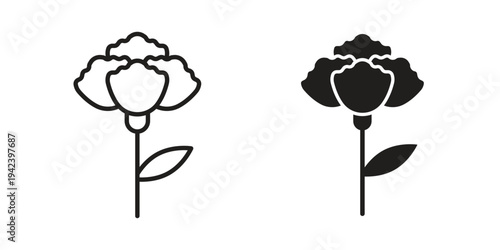 Carnation icon silhouette. Editable stroke. Line vector illustration design
