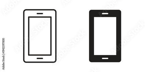 Cell phone icon silhouette. Editable stroke. Line vector illustration design