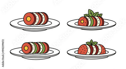Caprese Plate Line art vector creative artistic abstract style