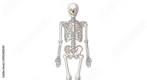 Detailed Human Skeleton Vector Anatomy Diagram A Clean Bone Structure Illustration for Medical, Biological, and Educational Purposes with Precise Anatomical Detail