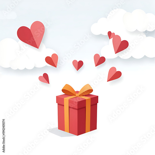 Wallpaper Mural Valentine Gift Box with Hearts Illustration
 Torontodigital.ca