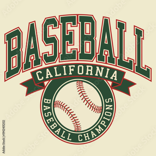 A bold and dynamic design celebrating California baseball champions, featuring an iconic baseball illustration paired with striking typography and colors reflecting local pride.