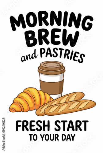 This inviting image inspires a bright morning with a warm cup of coffee paired with fresh pastries, symbolizing the joy of starting a new day with good food.