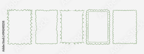 Abstract wavy frame border in ink bleed style for invitation, cards, greeting. quirky imperfect rough scribble frame