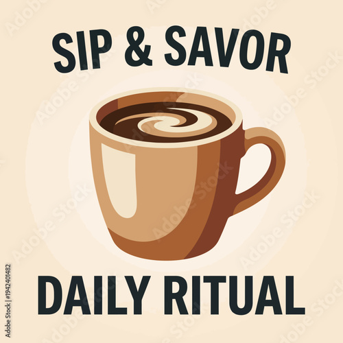 This image features a cozy coffee cup with swirling cream, capturing the essence of daily rituals and the comforting experience of savoring warm beverages.
